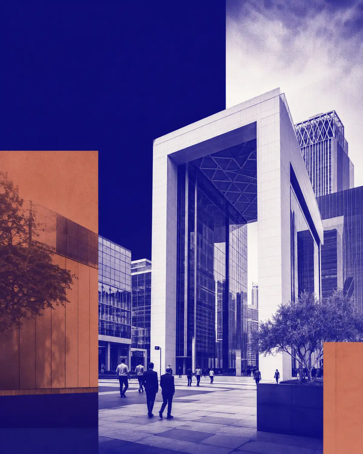 NITARYA collage of DIFC Gate District architecture, offices and pedestrian plaza