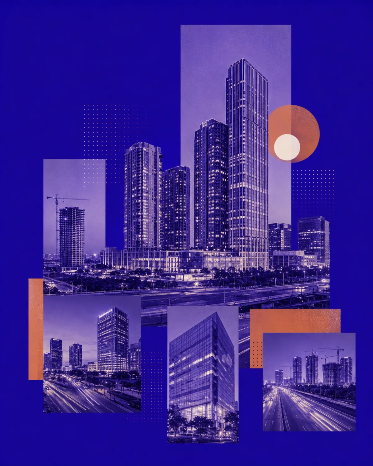 NITARYA collage of modern Indian office towers, residential high-rises and transport corridors