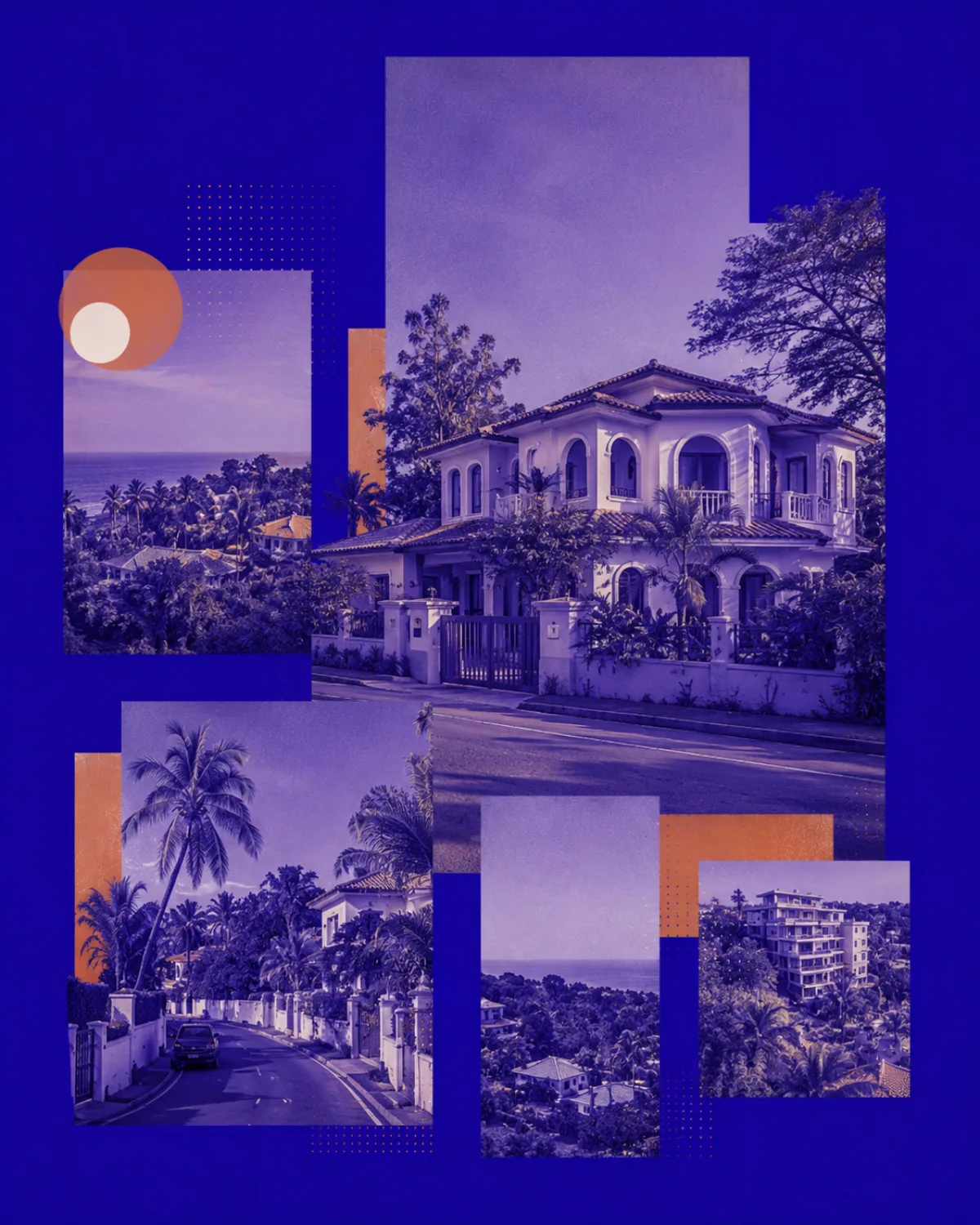 NITARYA collage of Goa villas, coastal greenery, palm-lined streets and low-rise homes