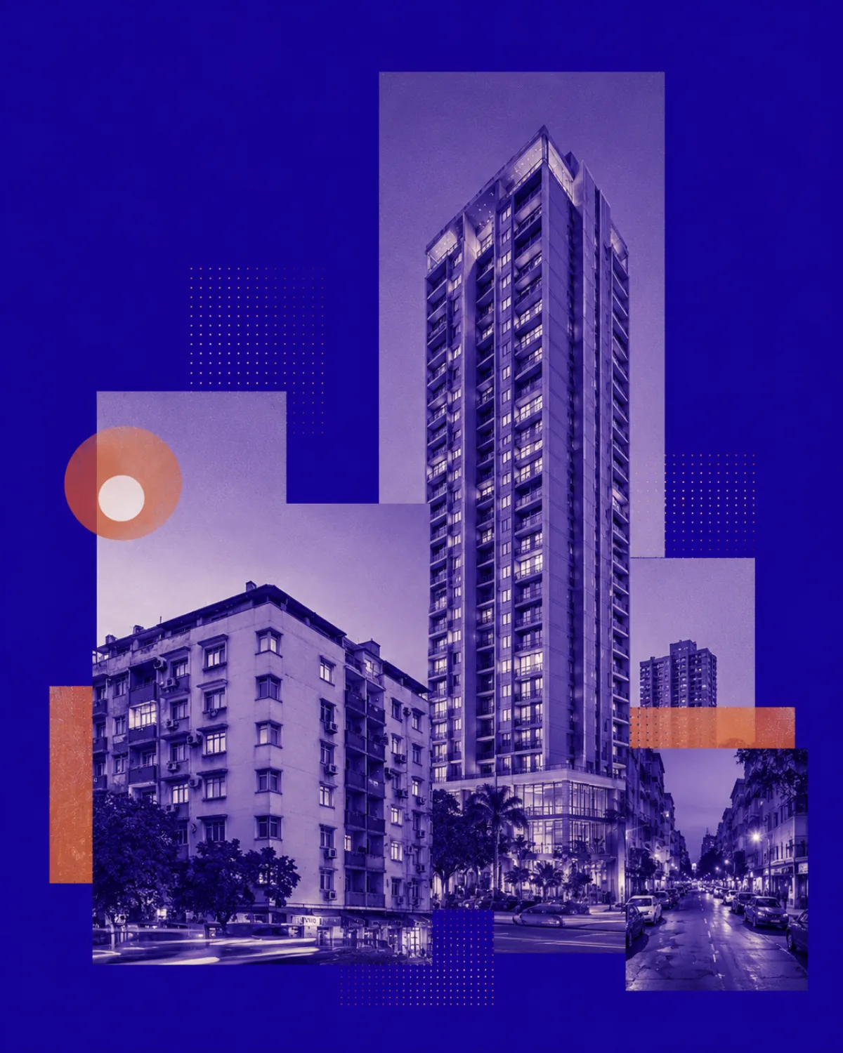 NITARYA collage of premium Indian residential towers beside established apartment buildings and city streets