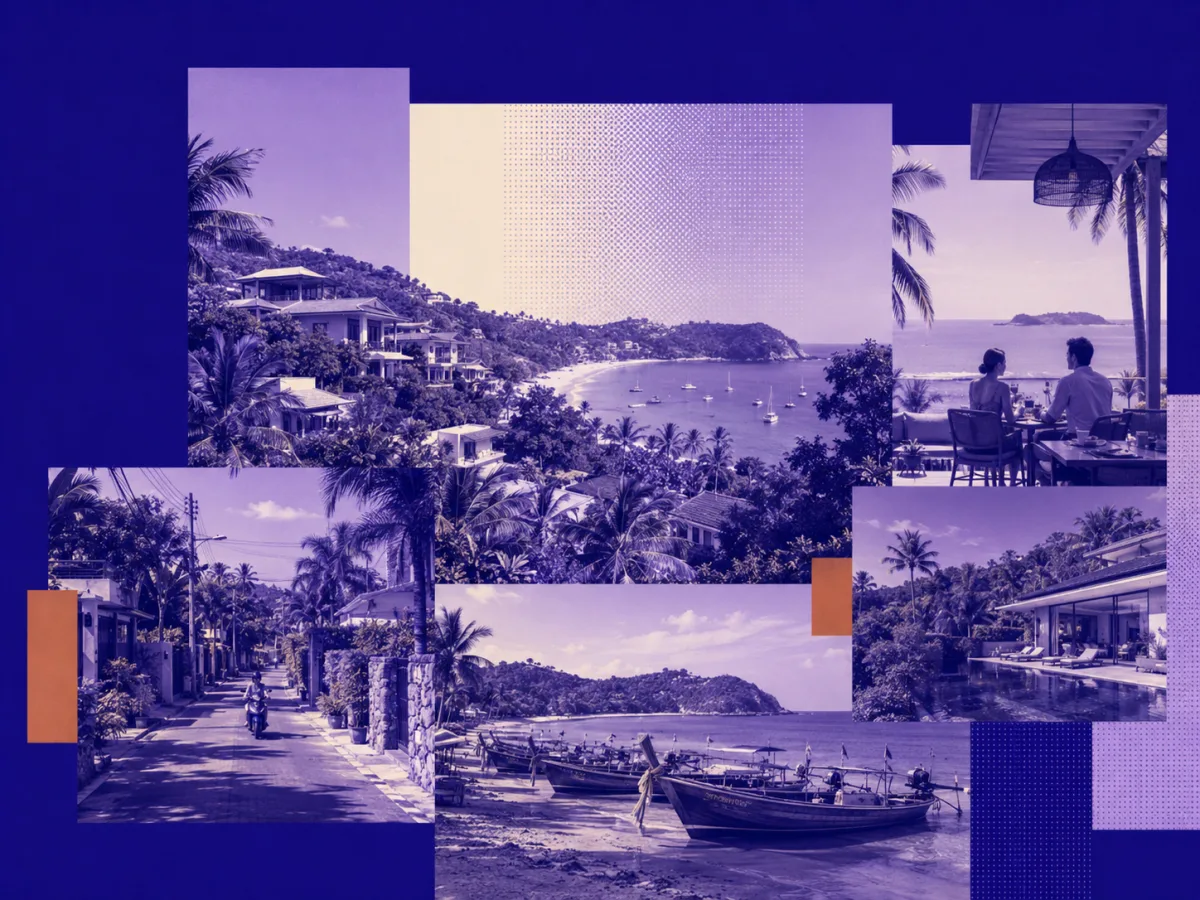 NITARYA collage of Koh Samui hillside villas, coastal access and island neighbourhoods